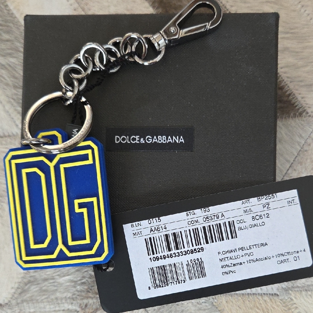 Dolce & Gabbana Blue and Yellow DG Key Holder Bag Charm